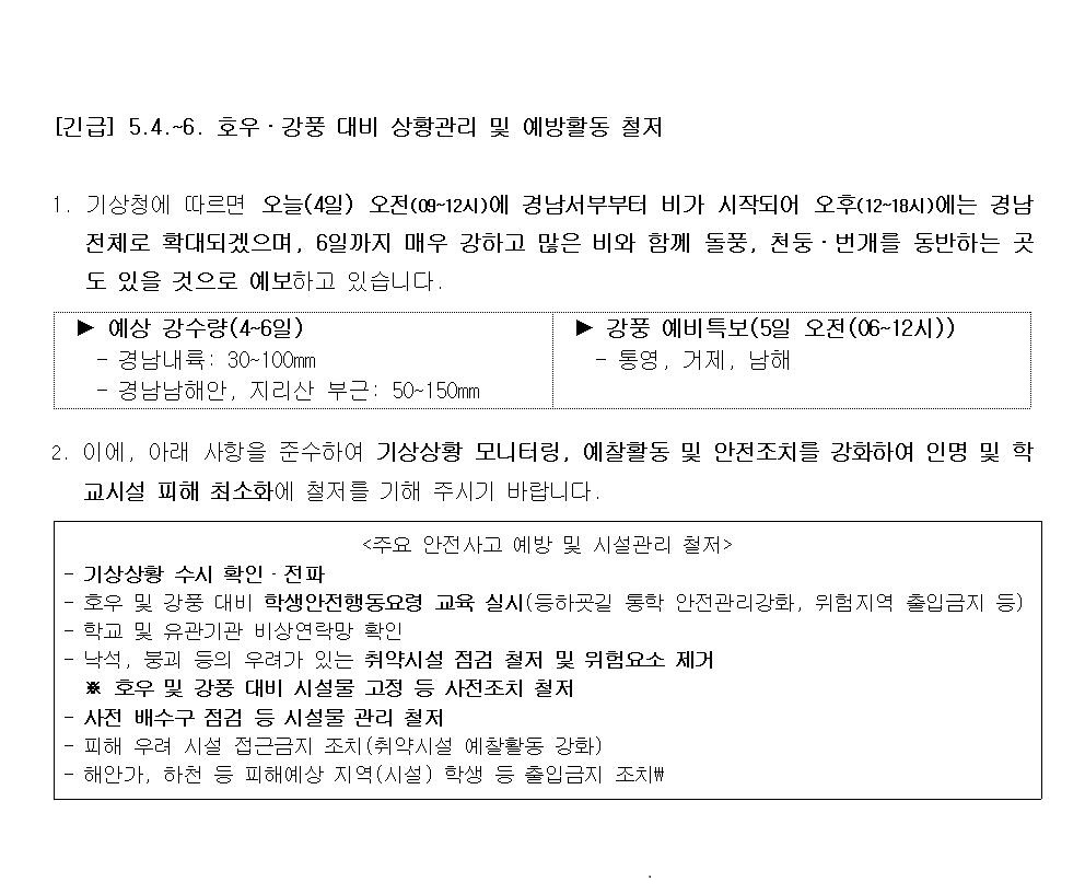 긴급] 5.4. -6 호우, 강풍 대비 상황관리 및 예방활동 철저001.jpg